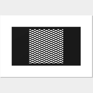 Black and White Wavy Lines Seamless Pattern Posters and Art